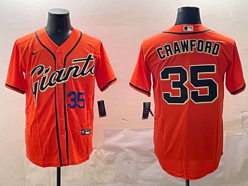 Men San Francisco Giants #35 Crawford Orange Game 2025 Nike MLB Jersey style 3